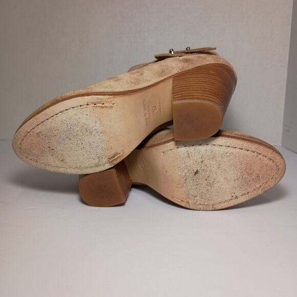 Rag & Bone Harrow Suede Ankle Boots in Beige Block Heel Ankle Strap Size 37 US 7 - Picture 7 of 16